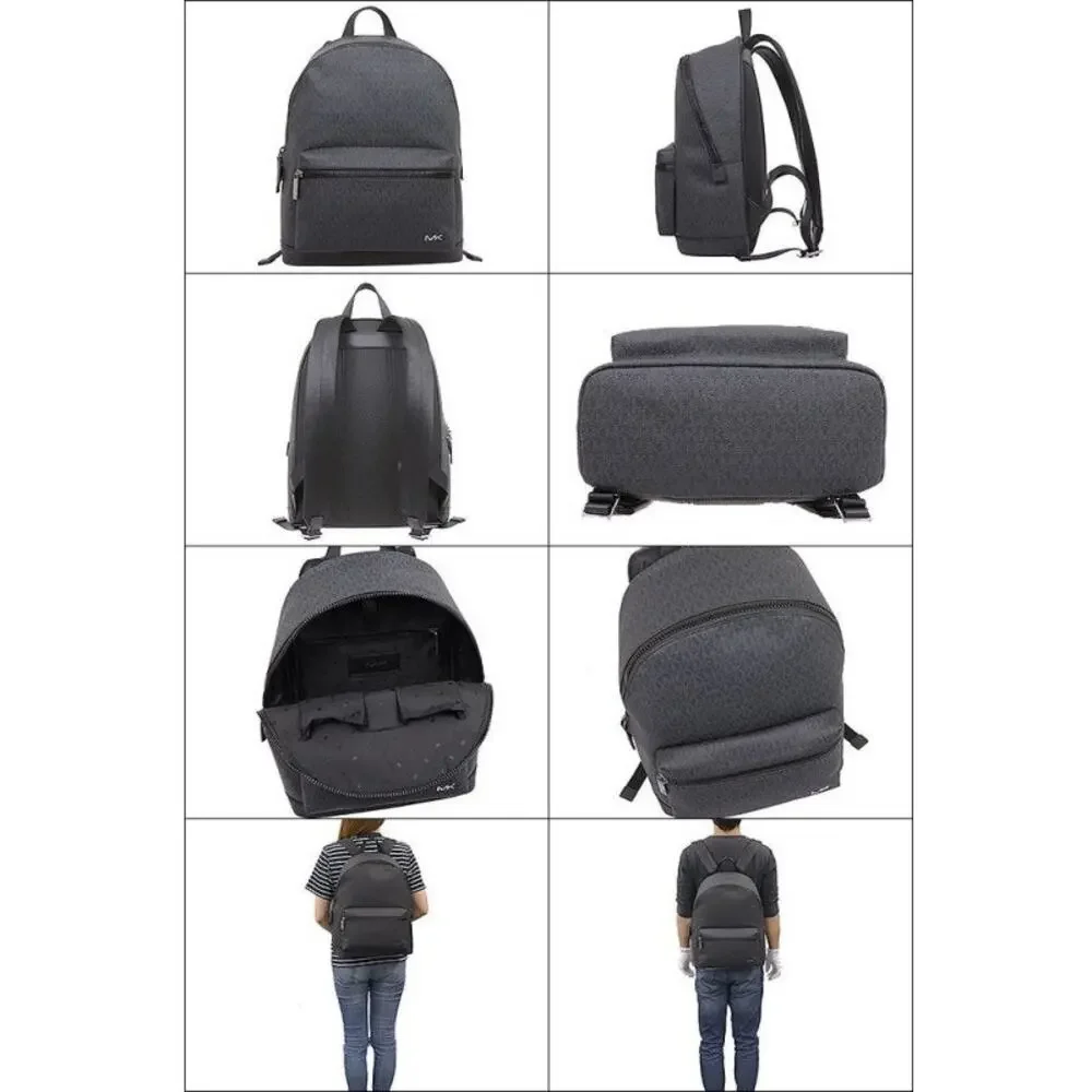 Michael Kors Cooper Signature Backpack – Black Logo-Print Canvas - Picture 10 of 11